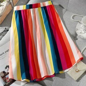 Shein Plus Size Rainbow Striped A-Line Mini Skirt 0X